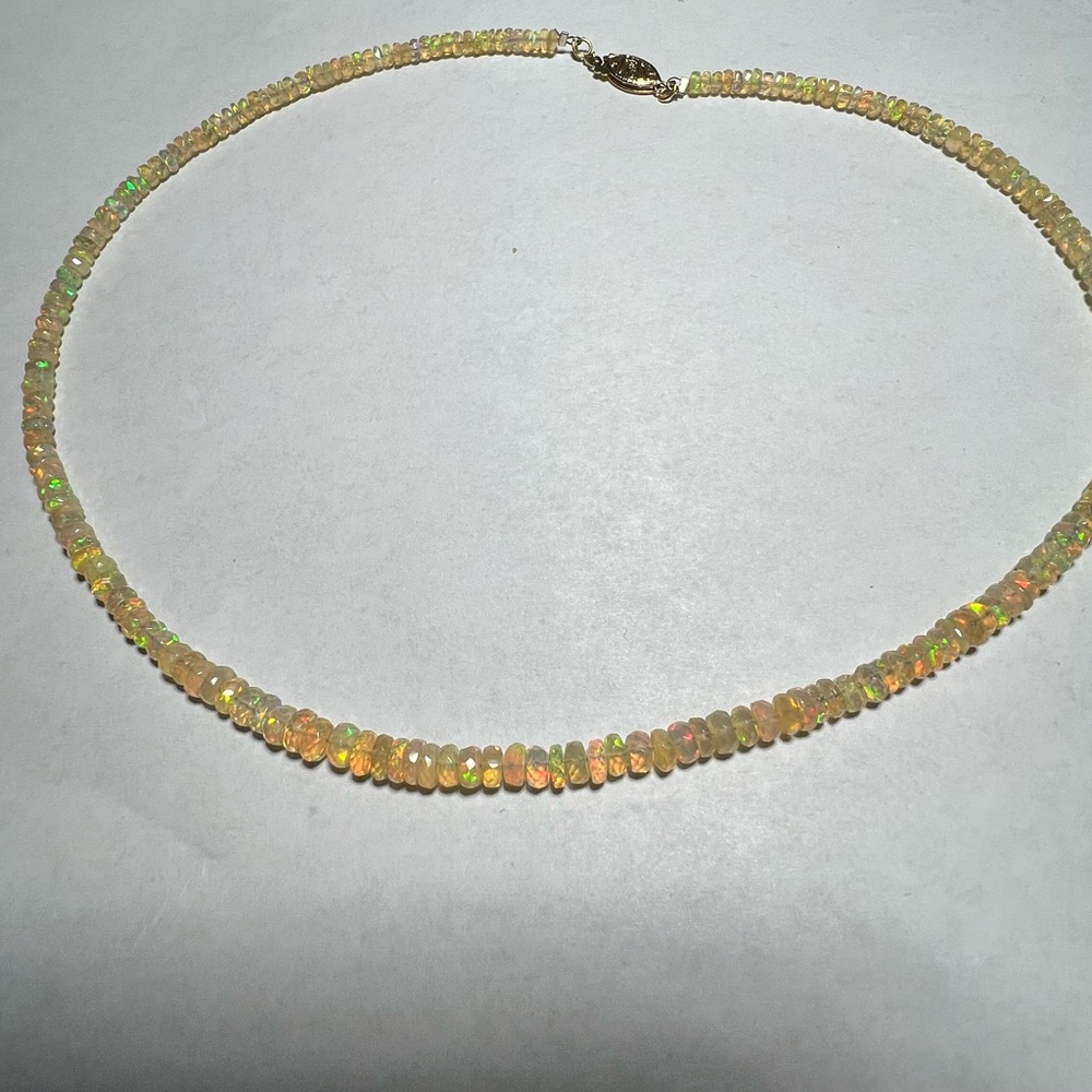 ETHIOPIAN WELO OPAL 16” NECKLACE WITH 14K SECURITY CLASP - Picture 12 of 12